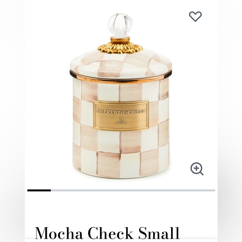 McKenzie-Childs Capiz Tile Canister- Cream & Gold